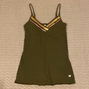 Hollister Olive Camisole with Colorful Stripes